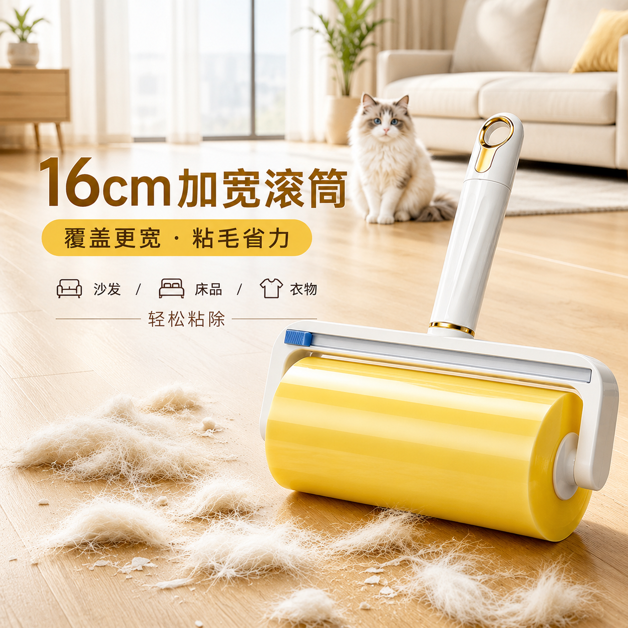 胶带粘毛器滚筒可撕式滚刷衣服黏毛滚替换卷宠物养猫专用粘毛神器