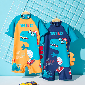 儿童泳衣夏季男童宝宝连体男孩小中大童2023新款速干防晒游泳套装