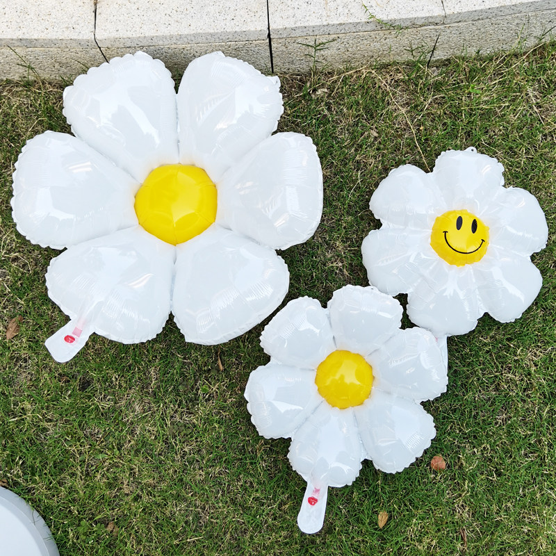 韩国ins小雏菊铝膜气球太阳花拍摄道具宝宝周岁生日派对场景布置