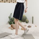 藏青色夏薄款 纯棉初高中运动校裤 子中小学生一条杠五分短裤 校服裤