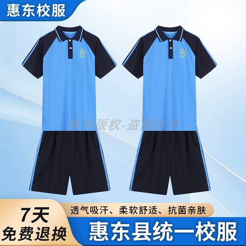 惠东县统一校服夏季短袖短裤套装