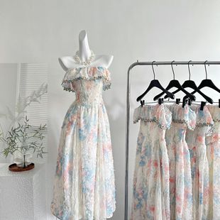 复古甜美夏海边度假仙女连衣裙 肖夫人花与爱丽丝初春法式