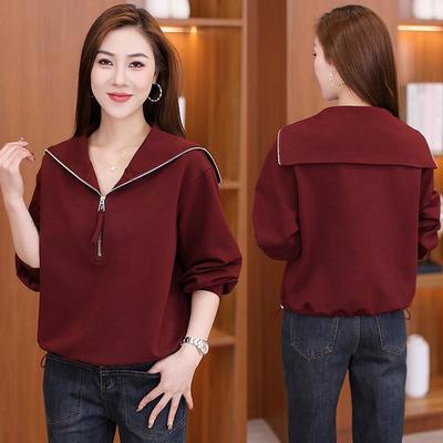 欧货海军领卫衣女秋季新款时尚洋气减龄宽松显瘦长袖上衣外套