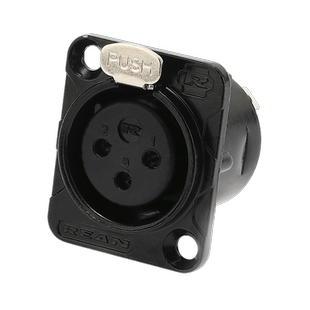 REAN三芯卡侬母座黑色镀金公镀镍3芯XLR卡农D型音频底座话筒功放