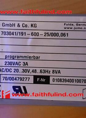 议价Jumo 00479277 久茂全新温控仪 703041/191-600-25/000 dTRON