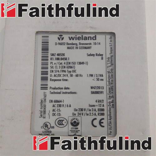 议价Wieland R1.188.0450.1 威琅全新安全继电器 SNZ4052K AC/DC