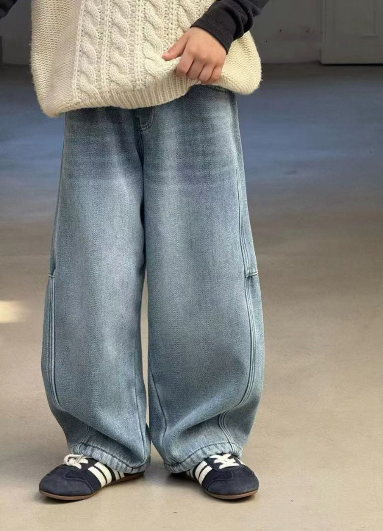 实体店25秋冬韩系童装男女孩中大童加绒牛仔裤百搭一体绒牛仔裤