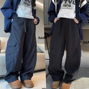 25020亲子速干休闲裤 天依角2025冬季 裤 男女童一体绒工装 25112 新款