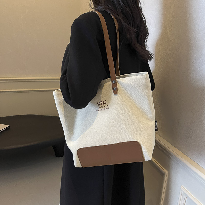 高级感通勤大容量托特包包2025新款时尚百搭休闲上班帆布袋单肩包