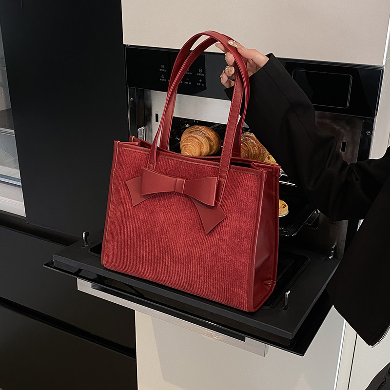 高级感时尚红色通勤大容量托特包包女2025新款秋冬超火手提单肩包
