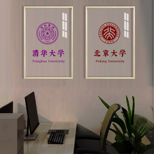 世界名校LOGO装饰画北京哈佛清华剑桥大学校徽培训班校训励志挂画