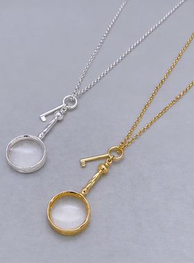 轻奢小众放大镜钥匙吊坠项链女大牌加长款设计风毛衣链甜酷风高端