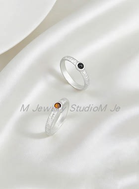 新中式虎眼石肌理磨砂感指环戒指