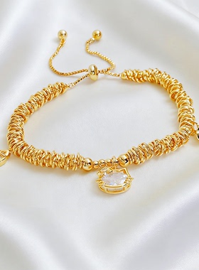 24K金电镀甜酷个性猫咪吊坠手链