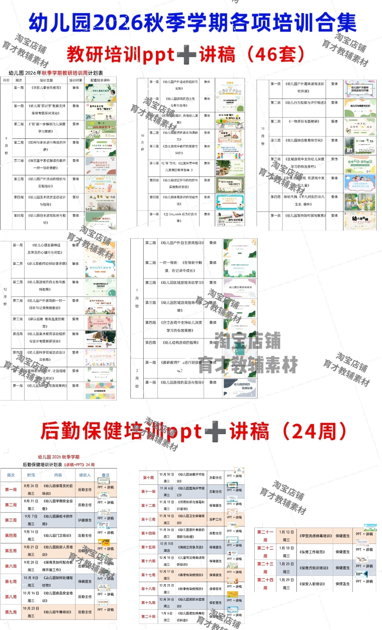 幼儿园2026秋季学期,必备各项培训资料,电子版资料拍下即发送!