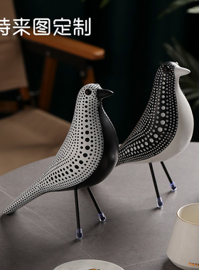 跨境新品波点小鸟树脂工艺品摆件创意客厅家居桌面装饰摆件批