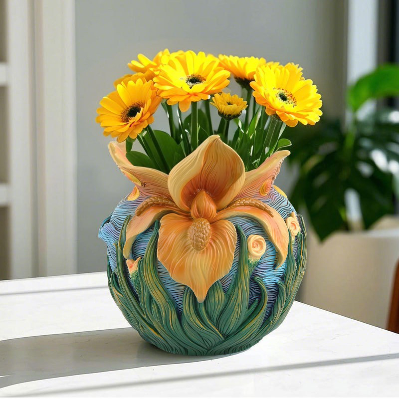 出海爆品梵高艺术灵感星空花卉花盆家居桌面花园绿植盆栽装饰摆件