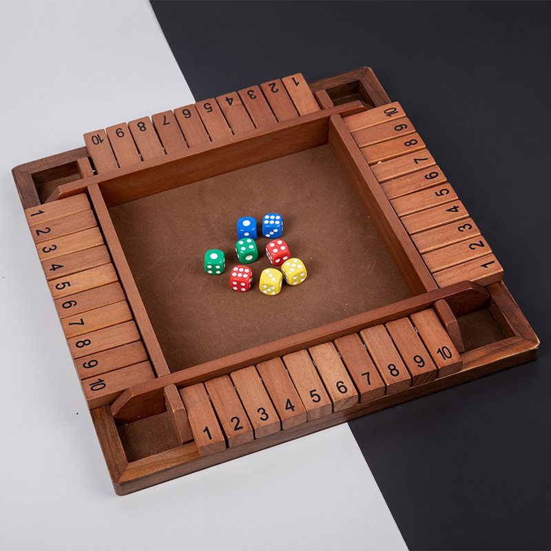 儿童木制数字四面翻牌游戏棋亲子桌游酒吧聚会喝酒道具行酒令玩具