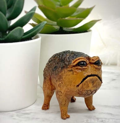 跨境新品 可爱的黑色非洲雨蛙蟾蜍雕像礼物家居摆件装饰 背景摆件