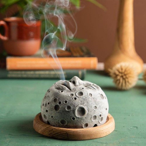 跨境新款moon incense burner月面香炉香薰燃烧器客厅装饰品摆件