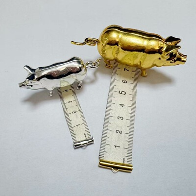 跨境爆款Antique Pig Mini Tape Measure复古迷你金属猪卷尺尺子