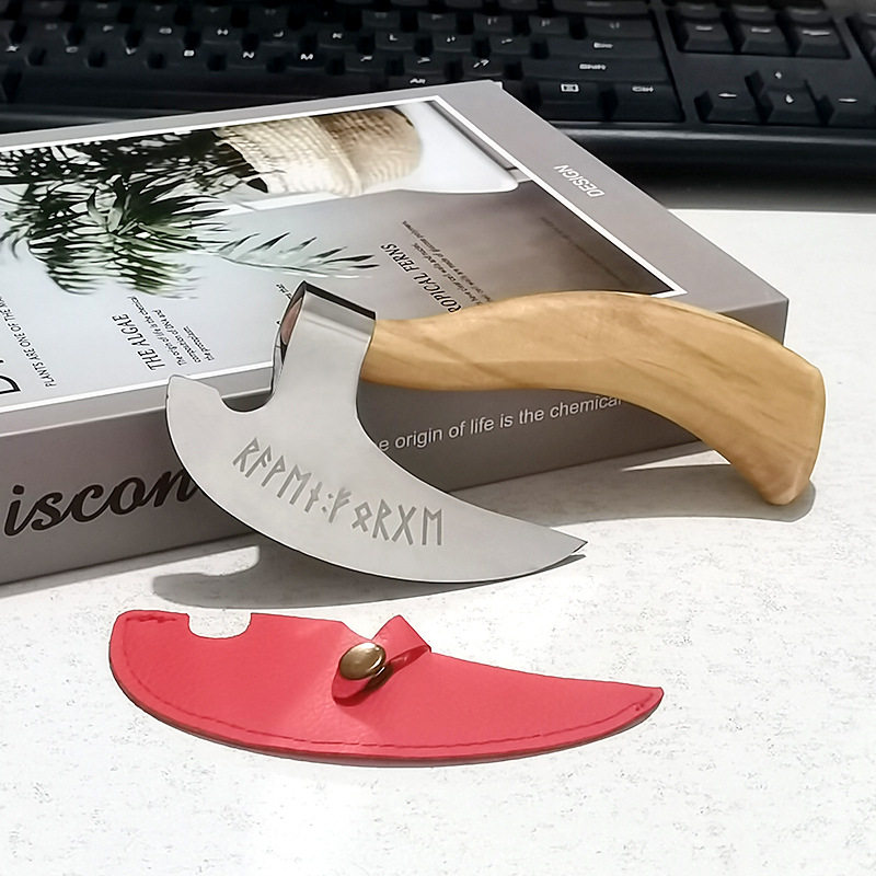 跨境爆品 viking hatchet 手工披萨刀不锈钢切割斧披萨刀斧现货