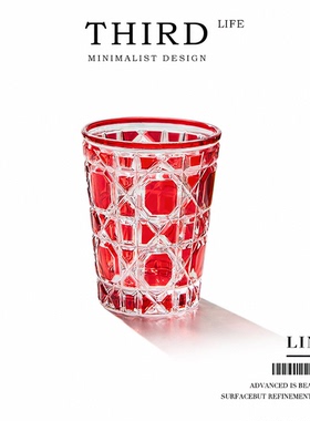 Life's·Ling·复古浮雕彩色玻璃水晶杯 水杯杯具高级感| 菱格