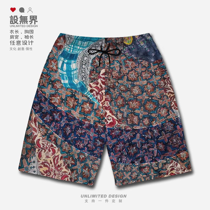 名画复古花布中世纪民族风大码运动短裤男装女装潮流夏天设 无界