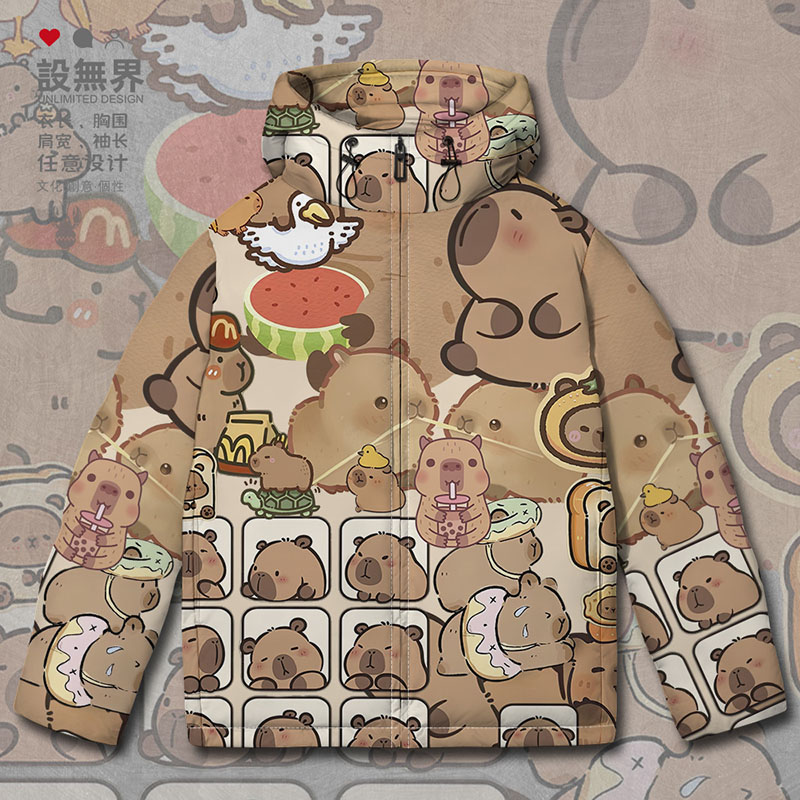 软萌可爱水豚卡皮巴拉卡通羽绒服