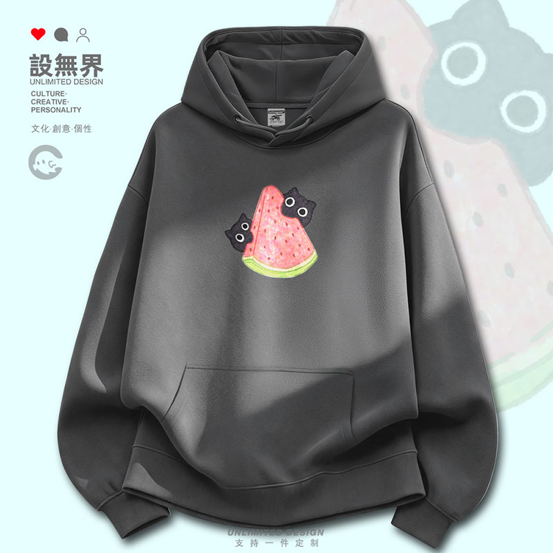 原创猫咪吃西瓜夏天解暑神器卫衣图片
