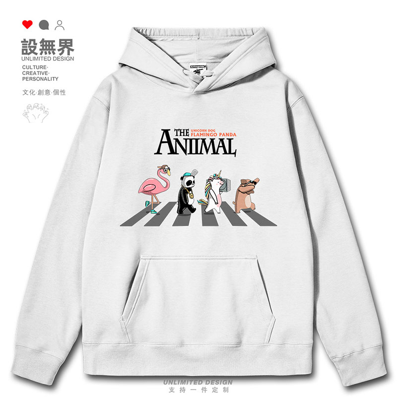 熊猫独角兽动物恶搞披头连帽卫衣