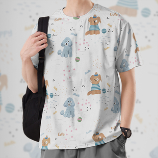 体恤0015设 女装 无界 速干T恤男装 日系原宿风可爱萌宠狗狗卡通大码