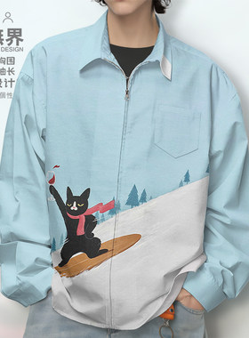 奶牛猫咪宠物优雅黑猫雪衬衫外套