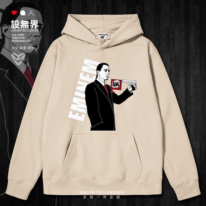 埃米纳姆Eminem加绒嘻哈连帽卫衣