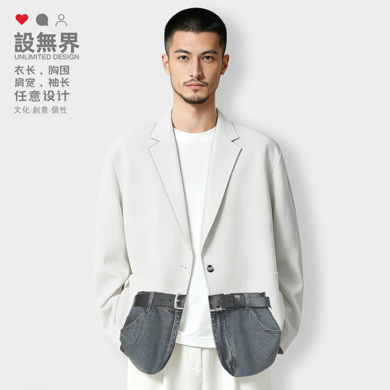 小众潮牌错觉画印花3D裤子设计西装外套男女西服春秋0018设 无界