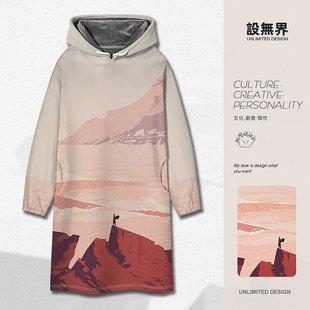 电影沙丘周边插画文艺沙漠欧美风大码中长款卫衣裙女加绒设 无界