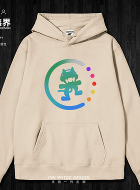 电音怪兽猫厂Monstercat渐变插画连帽卫衣男女潮冬装衣服设 无界