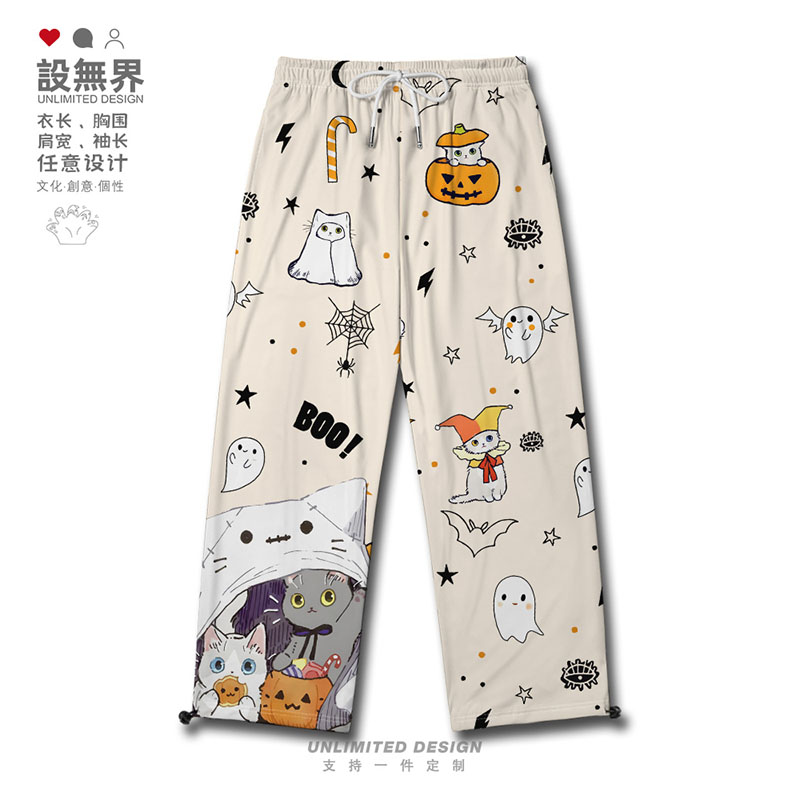 可爱搞怪扮鬼猫咪万圣节南瓜长裤