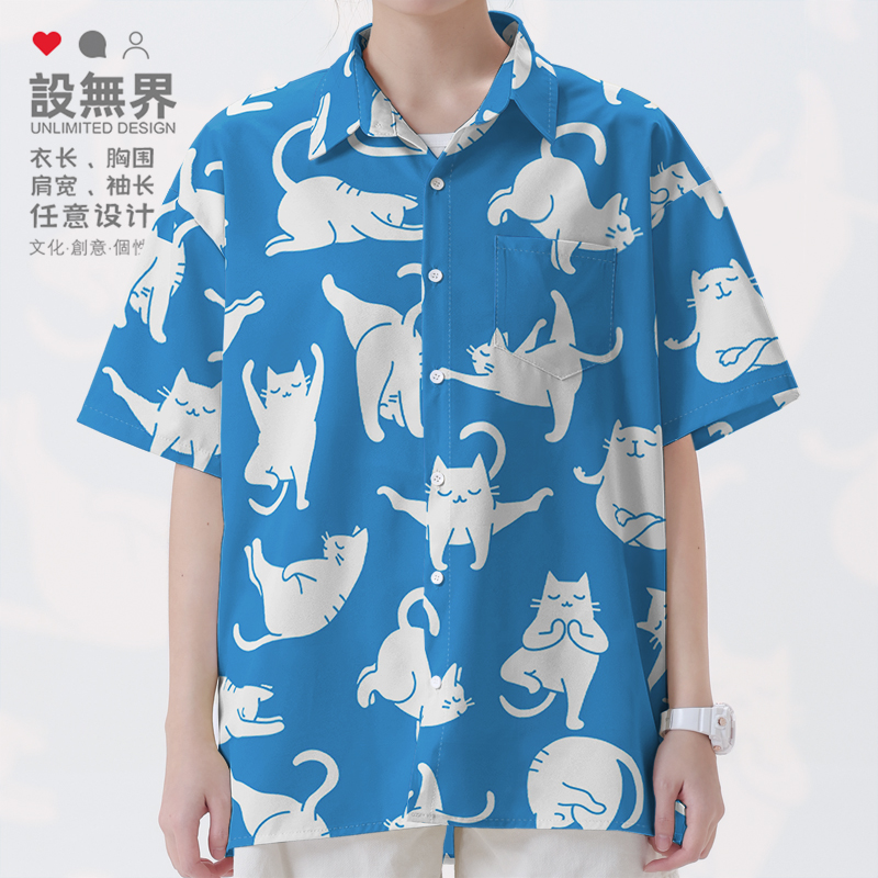 瑜伽运动猫咪搞怪萌宠可短袖衬衫