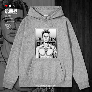 贾斯汀比伯JustinBieber同款加绒连帽卫衣男女装秋冬0001设 无界