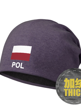 波兰Poland国家足球队冬加绒睡堆堆帽子男女保暖头巾围脖设 无界