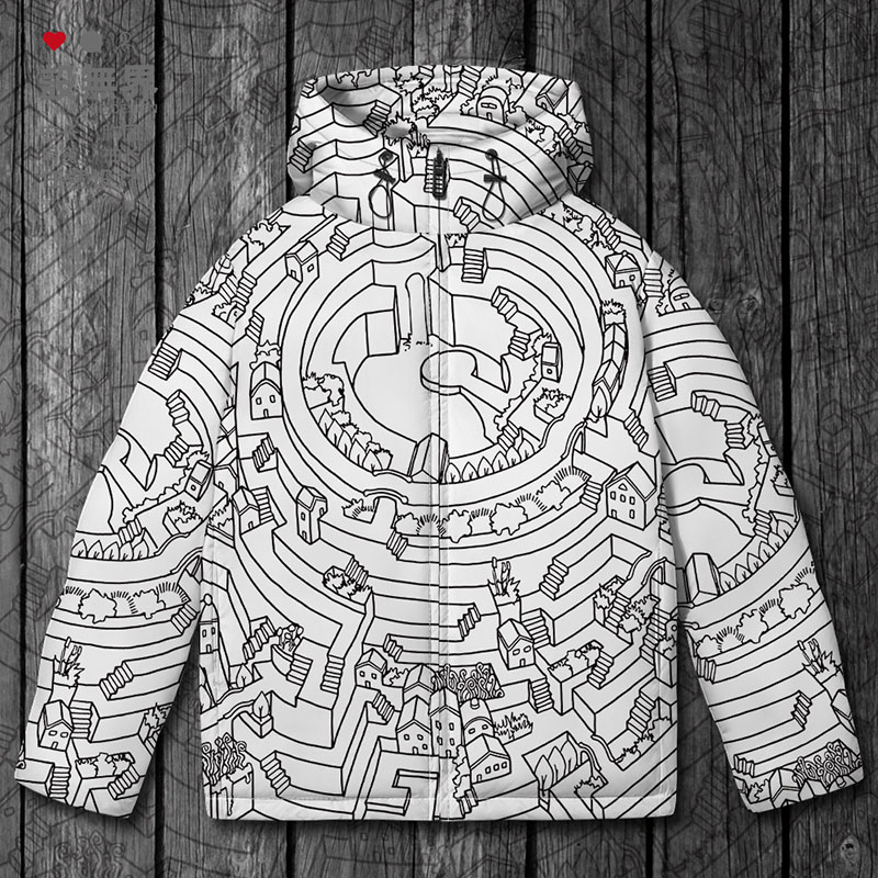 3D立体游戏迷宫围城房子线羽绒服
