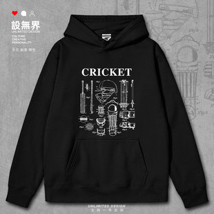 板球运动员击球手保龄球复古运动设计线稿图连帽卫衣男女设 无界