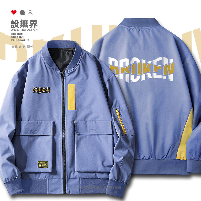 破坏broken英文创意简约小清夹克