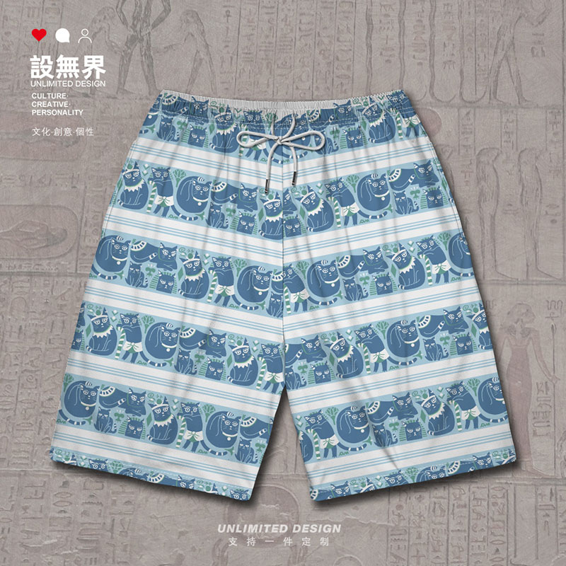 古埃及猫咪法老壁画盖亚安德短裤