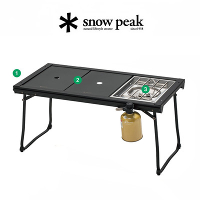snowpeak雪峰IGT桌套组黑色户外露营折叠桌轻量化炉头组合SET-081