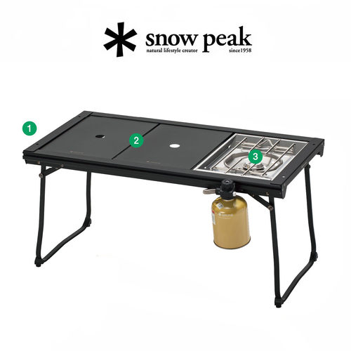 snowpeak雪峰IGT桌套组黑色户外露营折叠桌轻量化炉头组合SET-081