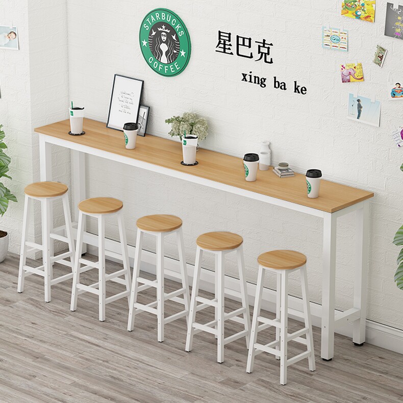 靠墙吧台桌子商用阳台吧台桌家用轻奢长条桌高脚吧台桌奶茶店桌椅_虎窝淘