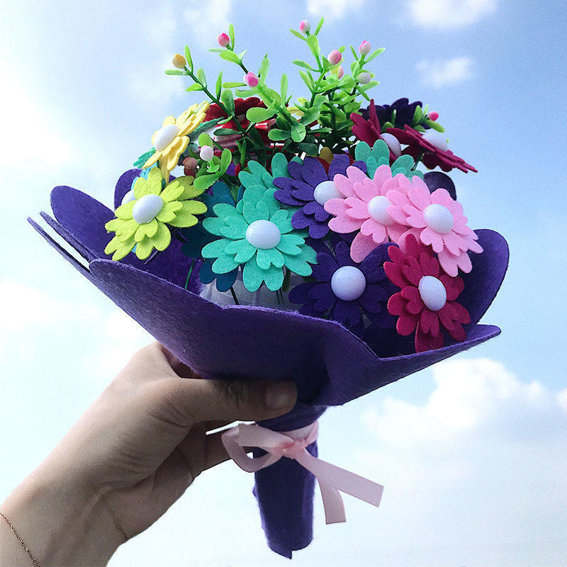 教师节礼物2021新款手捧花送女老师幼儿园diy手工花制作玫瑰花束