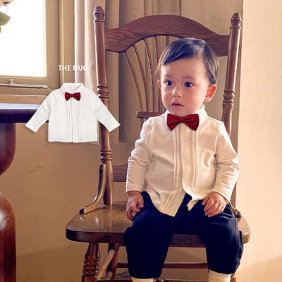 男童周岁礼服花童领结礼服纯棉秋